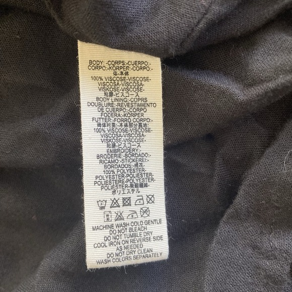 Free People Mini Dress Size XS Oxford Embroidered Black Floral Boho Goth Witchy - Picture 13 of 16